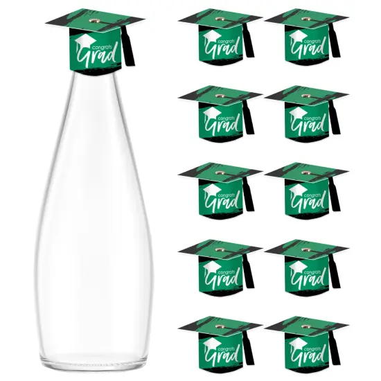 Big Dot of Happiness Green Grad - Best is Yet to Come - DIY Grad Cap Green Graduation Party Bottle Topper Decorations - Set of 20 {1}