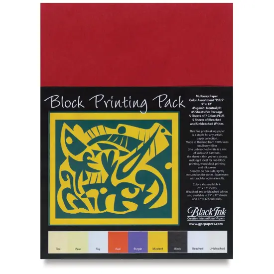 Black Ink Block Printing Pack - 9" x 12", Assorted, 45 Sheets {2}
