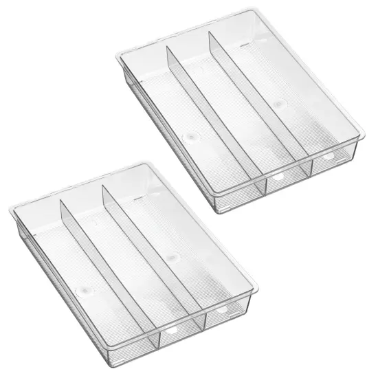 mDesign Plastic 3-Section In-Drawer Kitchen Utensil Organizer Tray {1}