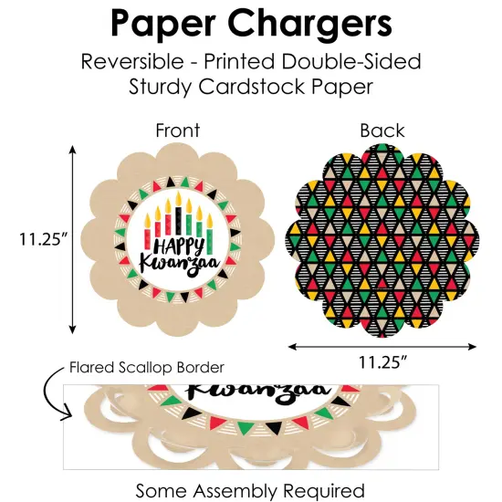 Big Dot of Happiness Happy Kwanzaa Heritage Holiday Party Paper Charger and Table Decorations - Chargerific Kit - Place Setting for 8 {6}