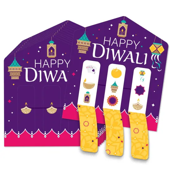 Big Dot of Happiness Happy Diwali - Festival of Lights Party Game Pickle Cards - Pull Tabs 3-in-a-Row - Set of 12 {1}