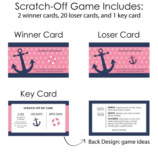 Big Dot of Happiness Ahoy - Nautical Girl - Baby Shower or Birthday Party Game Scratch Off Cards - 22 Count {6}