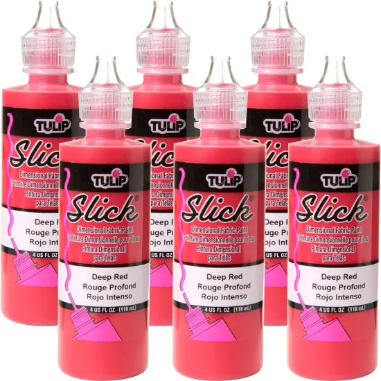 Multipack of 6 - Tulip Dimensional Fabric Paint 4oz-Slick - Deep Red {1}