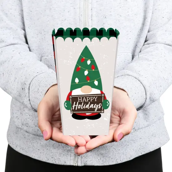 Big Dot of Happiness Red and Green Holiday Gnomes - Christmas Party Favor Popcorn Treat Boxes - Set of 12 {6}