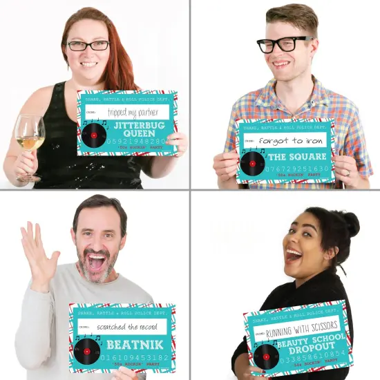 Big Dot of Happiness 50's Sock Hop - Party Mug Shots - Photo Booth Props 1950s Rock N Roll Party Mugshot Signs - 20 Count {4}