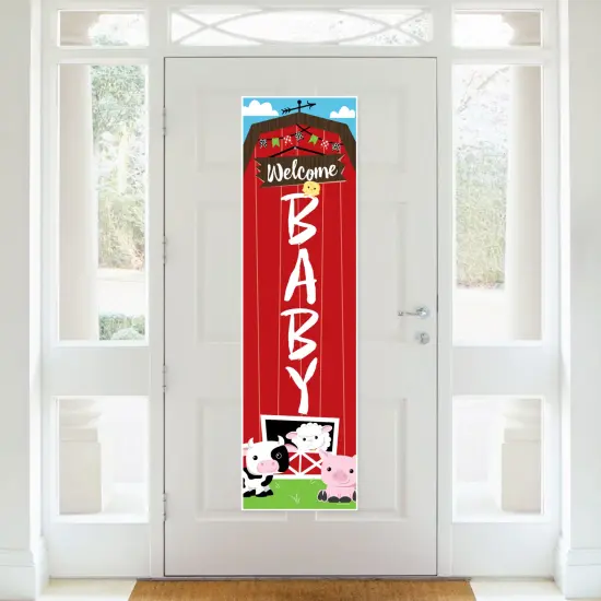 Big Dot of Happiness Farm Animals - Barnyard Baby Shower Front Door Decoration - Vertical Banner {3}