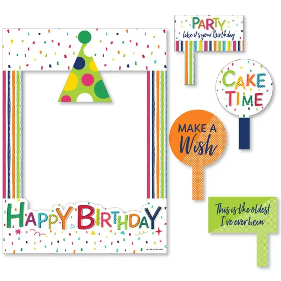 Big Dot of Happiness Cheerful Happy Birthday - Colorful Birthday Party Selfie Photo Booth Picture Frame and Props - Printed on Sturdy Material {7}