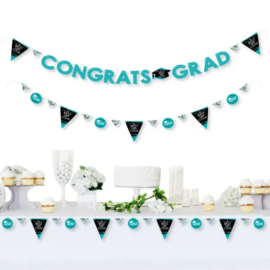 Big Dot of Happiness Teal Grad - Best is Yet to Come -Turquoise Party Letter Banner Decor - 36 Banner Cutouts and Congrats Grad Banner Letters {3}