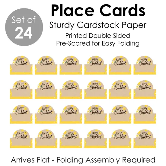 Big Dot of Happiness Sukkot - Sukkah Holiday Tent Buffet Card - Table Setting Name Place Cards - Set of 24 {7}