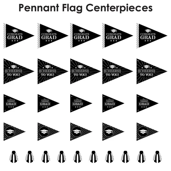 Big Dot of Happiness Graduation Cheers - Triangle Graduation Party Photo Props - Pennant Flag Centerpieces - Set of 20 {7}
