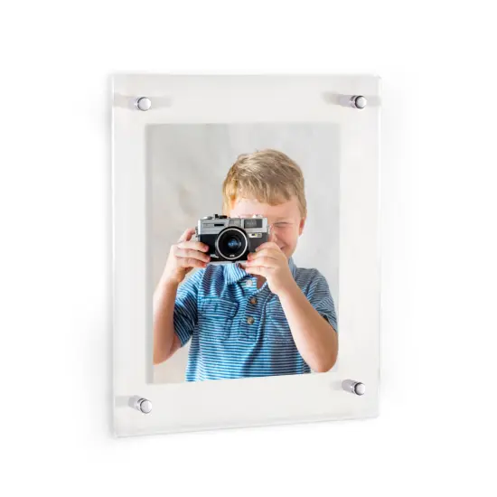 ArtToFrames 15x18 inches Floating Acrylic Frame (Full Frame is 19x22) with Choice of Chrome, Gold, Satin, White or Black Standoff Hardware {6}