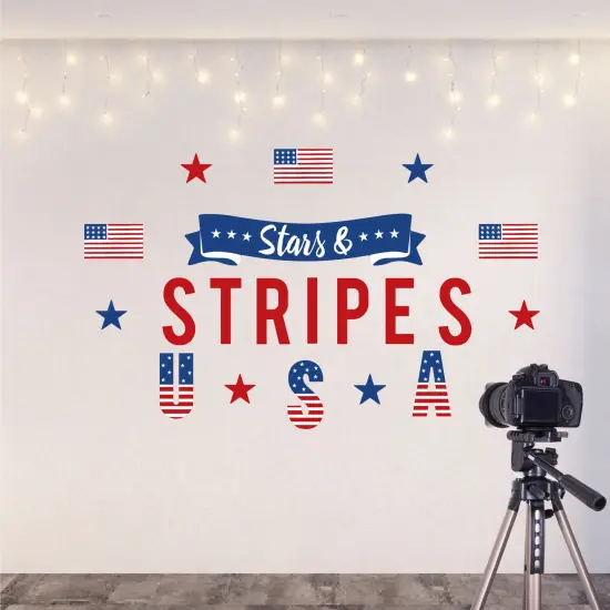 Big Dot of Happiness Stars & Stripes - Peel and Stick Patriotic Party Decoration - Wall Decals Backdrop {6}