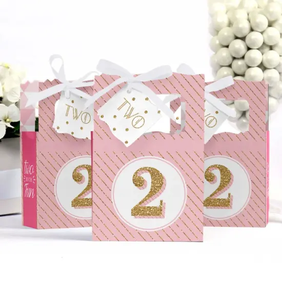 Big Dot of Happiness Two Much Fun - Girl - 2nd Birthday Party Favor Boxes - Set of 12 {4}