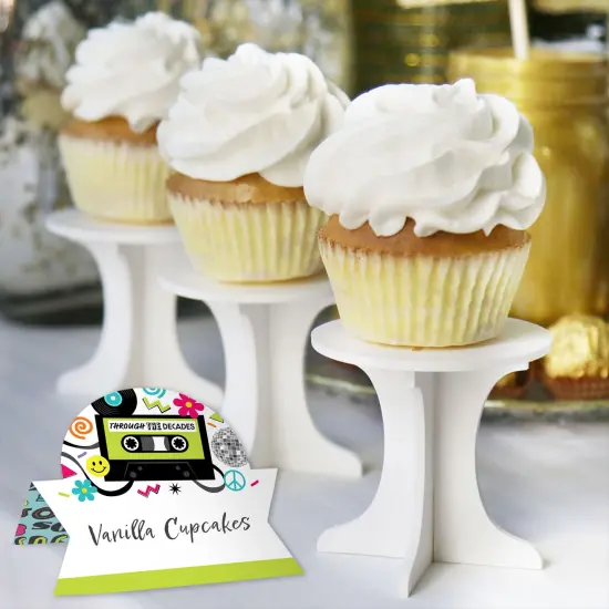 Big Dot of Happiness Through the Decades - 50s, 60s, 70s, 80s, and 90s Party Tent Buffet Card - Table Setting Name Place Cards - Set of 24 {6}