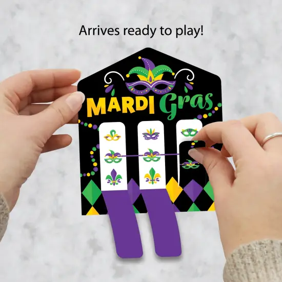 Big Dot of Happiness Colorful Mardi Gras Mask - Masquerade Party Game Pickle Cards - Pull Tabs 3-in-a-Row - Set of 12 {3}