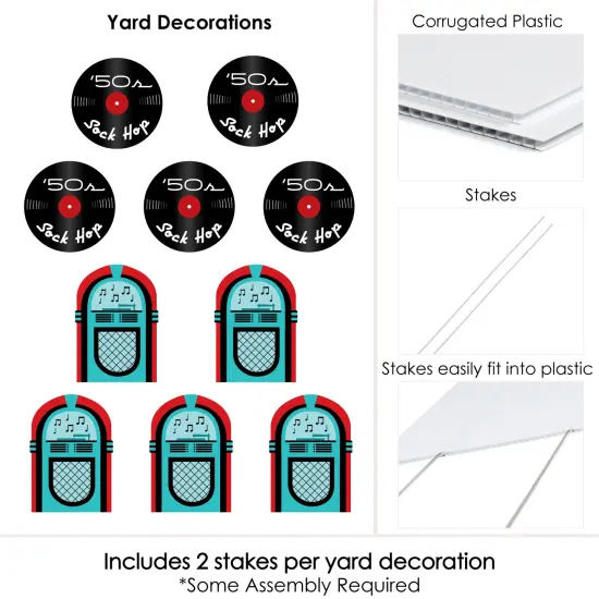 Big Dot of Happiness 50's Sock Hop - Jukebox and Record Lawn Decorations - Outdoor 1950s Rock N Roll Party Yard Decorations - 10 Piece {7}