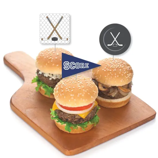 Big Dot of Happiness Shoots and Scores - Hockey - Dessert Cupcake Toppers - Baby Shower or Birthday Party Clear Treat Picks - Set of 24 {4}