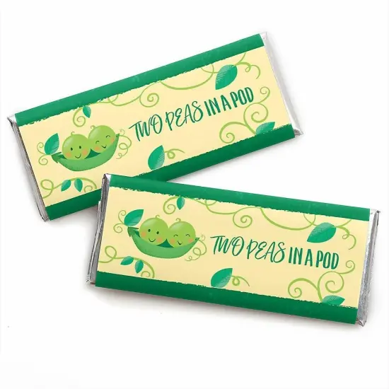 Big Dot of Happiness Double the Fun - Twins Two Peas in a Pod - Candy Bar Wrapper Baby Shower or First Birthday Party Favors - Set of 24 {1}