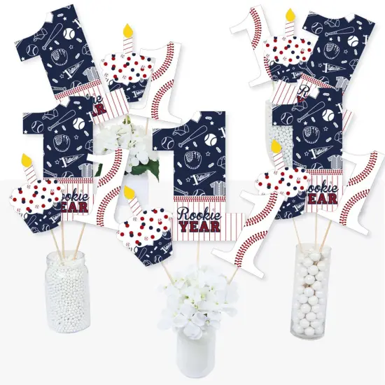 Big Dot of Happiness 1st Birthday Batter Up - Baseball - First Birthday Party Centerpiece Sticks - Table Toppers - Set of 15 {3}