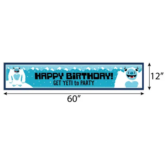 Big Dot of Happiness Yeti to Party - Abominable Snowman Happy Birthday Decorations Party Banner {3}