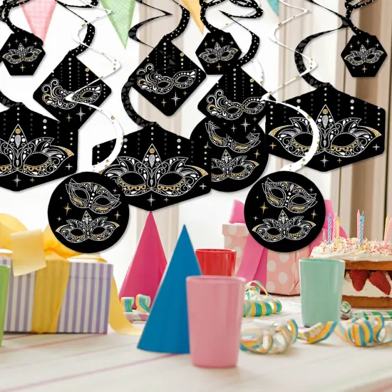 Big Dot of Happiness Masquerade - Carnival Mask Party Hanging Decor - Party Decoration Swirls - Set of 40 {3}