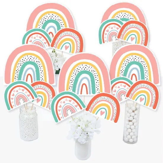 Big Dot of Happiness Hello Rainbow - Boho Baby Shower and Birthday Party Centerpiece Sticks - Table Toppers - Set of 15 {3}