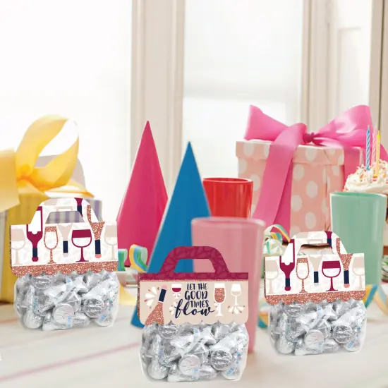 Big Dot of Happiness But First, Wine DIY Wine Tasting Party Clear Goodie Favor Bag Labels Candy Bags with Toppers Set of 24 {7}