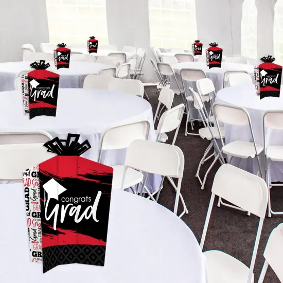 Big Dot of Happiness Red Graduation Table Decorations - Party Fold and Flare Centerpieces - 10 Count {3}