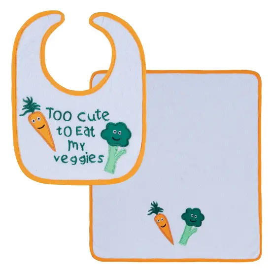 Eat My Veggies Easter Bib & Burp Cloth Set {1}