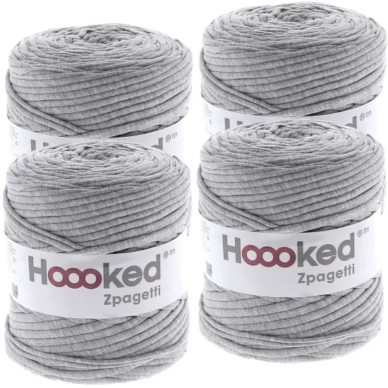 Multipack of 4 - Hoooked Zpagetti Yarn-Sporty Gray - Medium Gray Shades {1}
