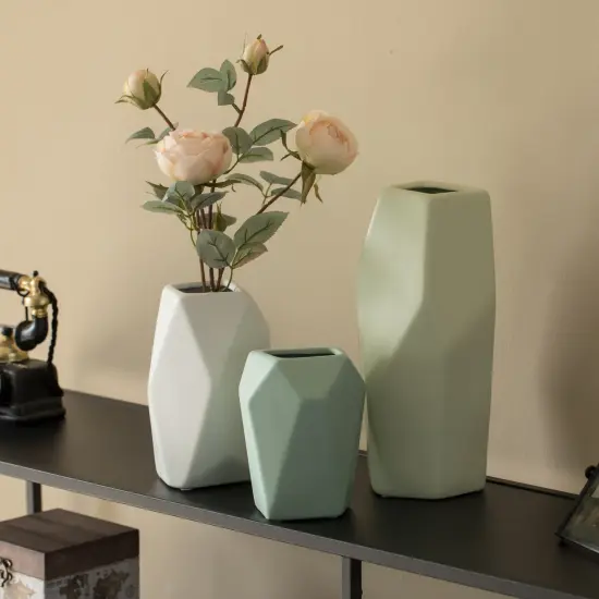 Decorative Ceramic Multi Paned Vase, Modern Style Centerpiece Table Vase {5}