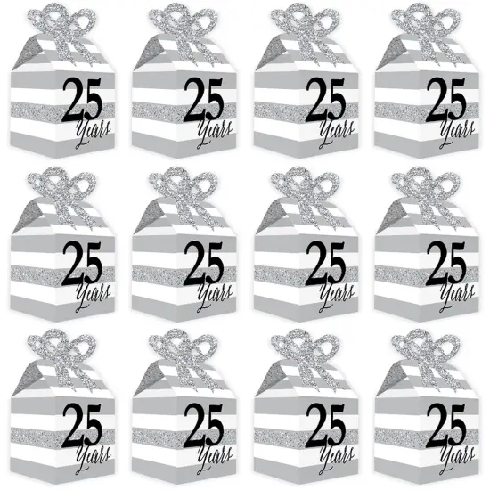 Big Dot of Happiness We Still Do - 25th Wedding Anniversary - Square Favor Gift Boxes - Anniversary Party Bow Boxes - Set of 12 {6}