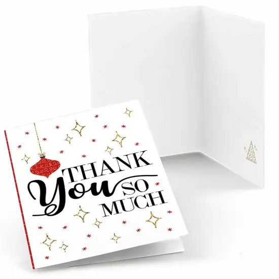 Big Dot of Happiness Red and Gold Friendsmas - Friends Christmas Party Thank You Cards (8 Count) {1}