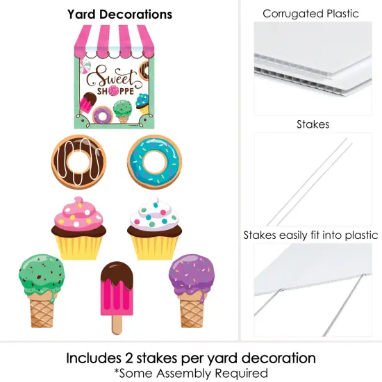 Big Dot of Happiness Sweet Shoppe - Yard Sign & Outdoor Lawn Decorations - Candy and Bakery Birthday Party or Baby Shower Yard Signs - Set of 8 {6}