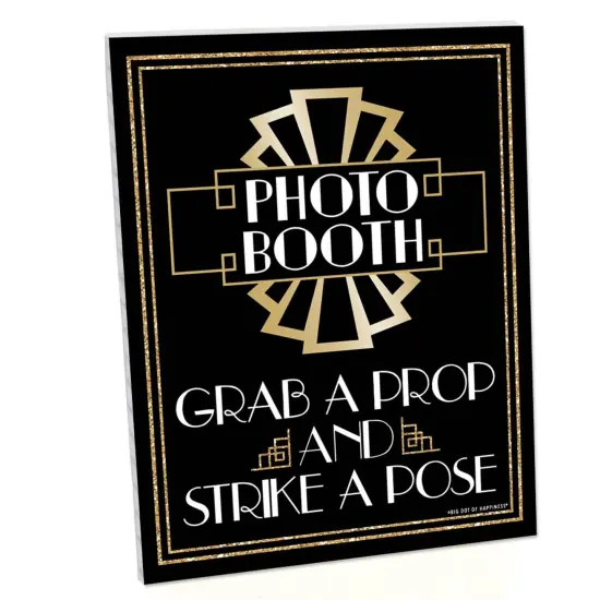 Big Dot of Happiness Roaring 20's Photo Booth Sign - 1920s Art Deco Party Decor - Printed on Sturdy Plastic - 10.5 x 13.75" Sign with Stand - 1 Piece {1}