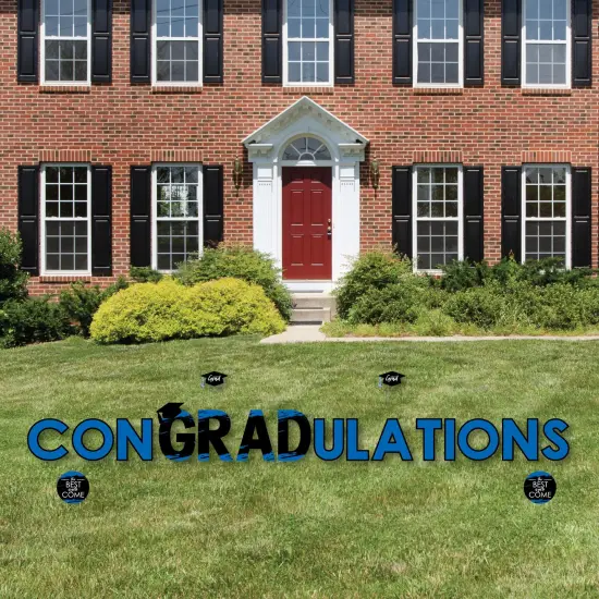 Big Dot of Happiness Blue Graduation Party Yard Signs - Outdoor Lawn Decorations - ConGRADulations {4}