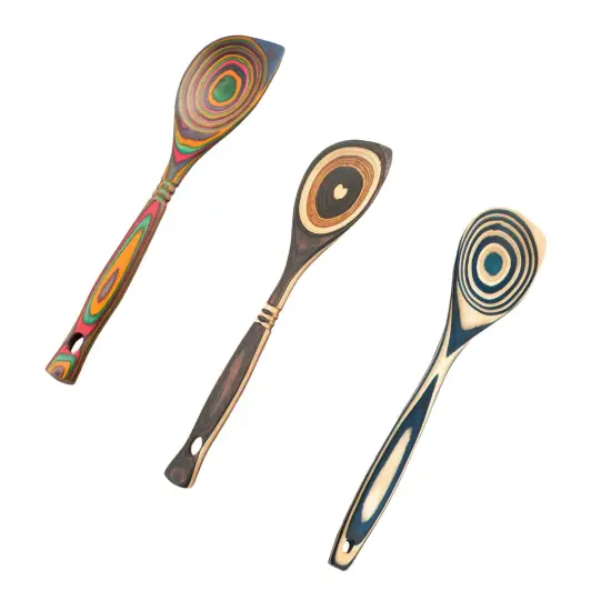 Pakkawood Wooden Cooking Spoon, Colorful and Durable 12 Inch Corner Spoon, Stain Odor and Heat Resistant {2}