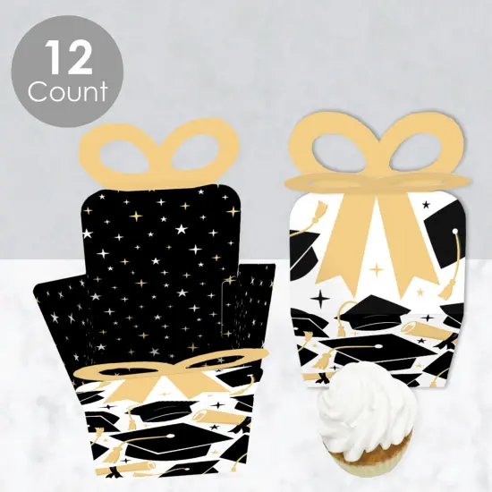 Big Dot of Happiness Goodbye High School, Hello College - Square Favor Gift Boxes - Graduation Party Bow Boxes - Set of 12 {4}