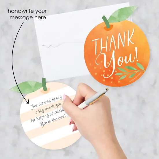 Big Dot of Happiness Little Clementine - Shaped Thank You Cards Orange Citrus Baby Shower or Birthday Party Thank You Note Cards with Envelopes 12 Ct {3}