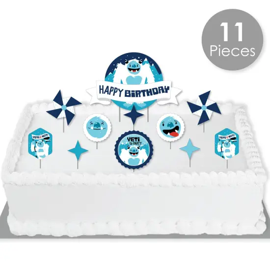 Big Dot of Happiness Yeti to Party - Abominable Snowman Birthday Party Cake Decorating Kit - Happy Birthday Cake Topper Set - 11 Pieces {3}