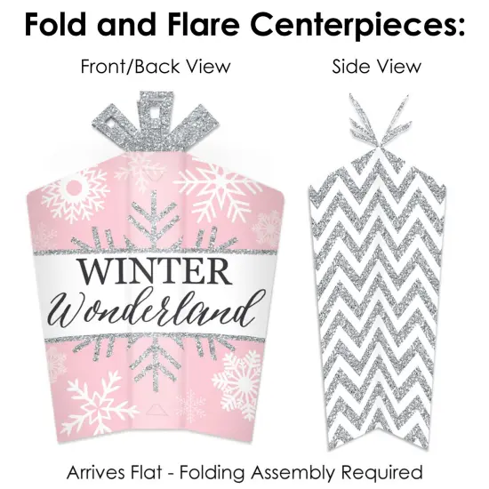 Big Dot of Happiness Pink Winter Wonderland - Holiday Snowflake Birthday Party and Baby Shower Decor and Confetti Terrific Table Centerpiece Kit 30 Ct {6}
