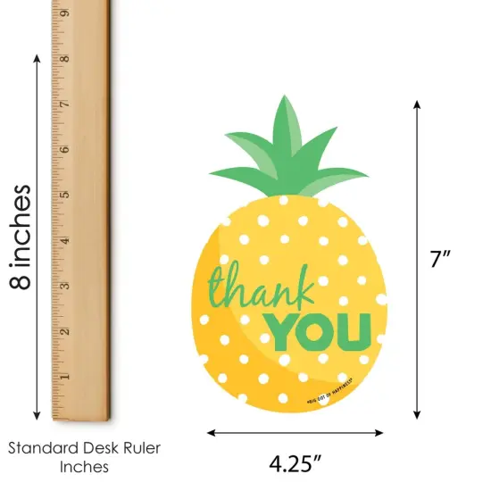 Big Dot of Happiness Tropical Pineapple - Shaped Thank You Cards - Summer Party Thank You Note Cards with Envelopes - Set of 12 {7}
