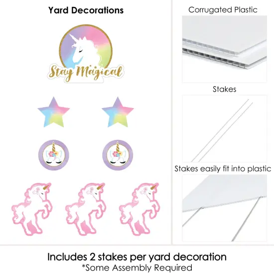 Big Dot of Happiness Rainbow Unicorn - Yard Sign & Outdoor Lawn Decorations - Magical Unicorn Baby Shower or Birthday Party Yard Signs - Set of 8 {6}