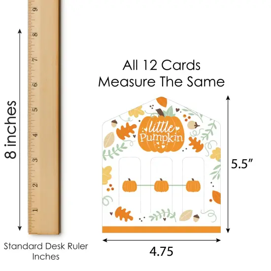 Big Dot of Happiness Little Pumpkin - Fall Birthday Party or Baby Shower Game Pickle Cards - Pull Tabs 3-in-a-Row - Set of 12 {7}