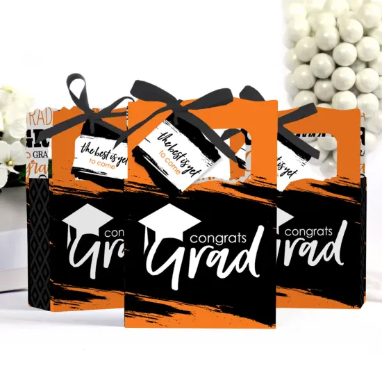 Big Dot of Happiness Orange Grad - Best is Yet to Come - OrangeGraduation Party Favor Boxes - Set of 12 {4}