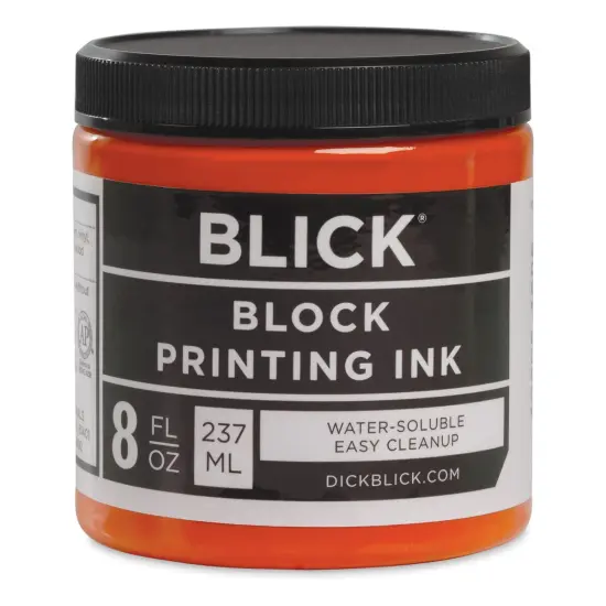 Blick Water-Soluble Block Printing Ink - Orange, 8 oz Jar {1}