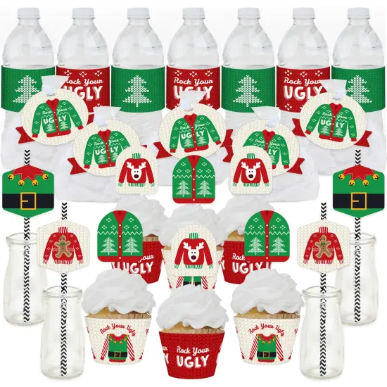 Big Dot of Happiness Ugly Sweater - Holiday and Christmas Party Favors and Cupcake Kit - Fabulous Favor Party Pack - 100 Pieces {1}