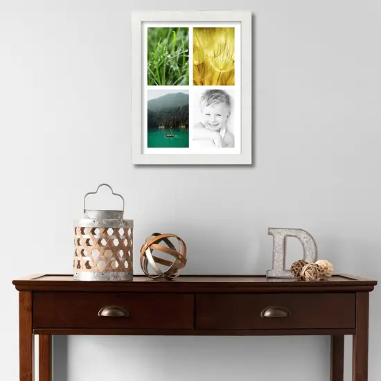 ArtToFrames Collage Photo Picture Frame with 4 - 5x7 inch Openings, Framed in White with Over 62 Mat Color Options and Regular Glass (CSM-3966-2153) {2}