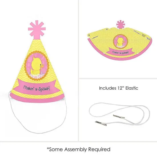 Big Dot of Happiness Pink Ducky Duck - Mini Cone Baby Shower or Birthday Party Hats - Small Little Party Hats - Set of 8 {6}
