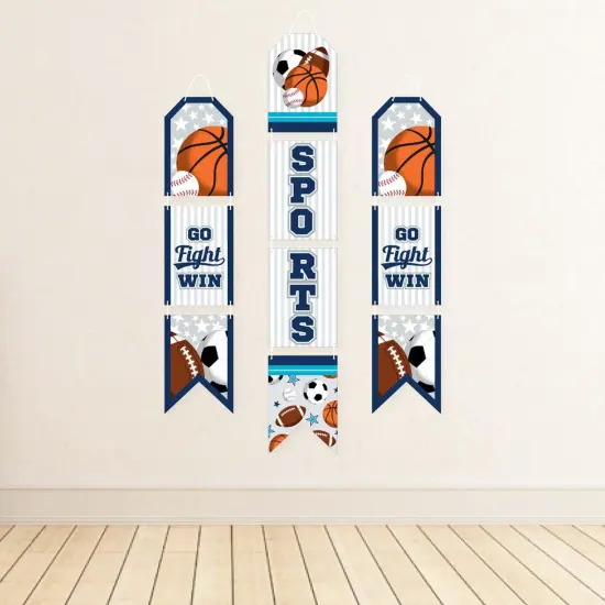 Big Dot of Happiness Go, Fight, Win - Sports - Hanging Vertical Paper Door Banners - Baby Shower or Birthday Party Wall Decor Kit - Indoor Door Decor {4}